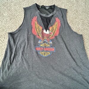 Harley-Davidson Charcoal Tank with Vibrant Eagle Design